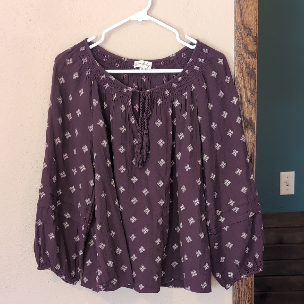 Wonderly Purple Peasant Blouse